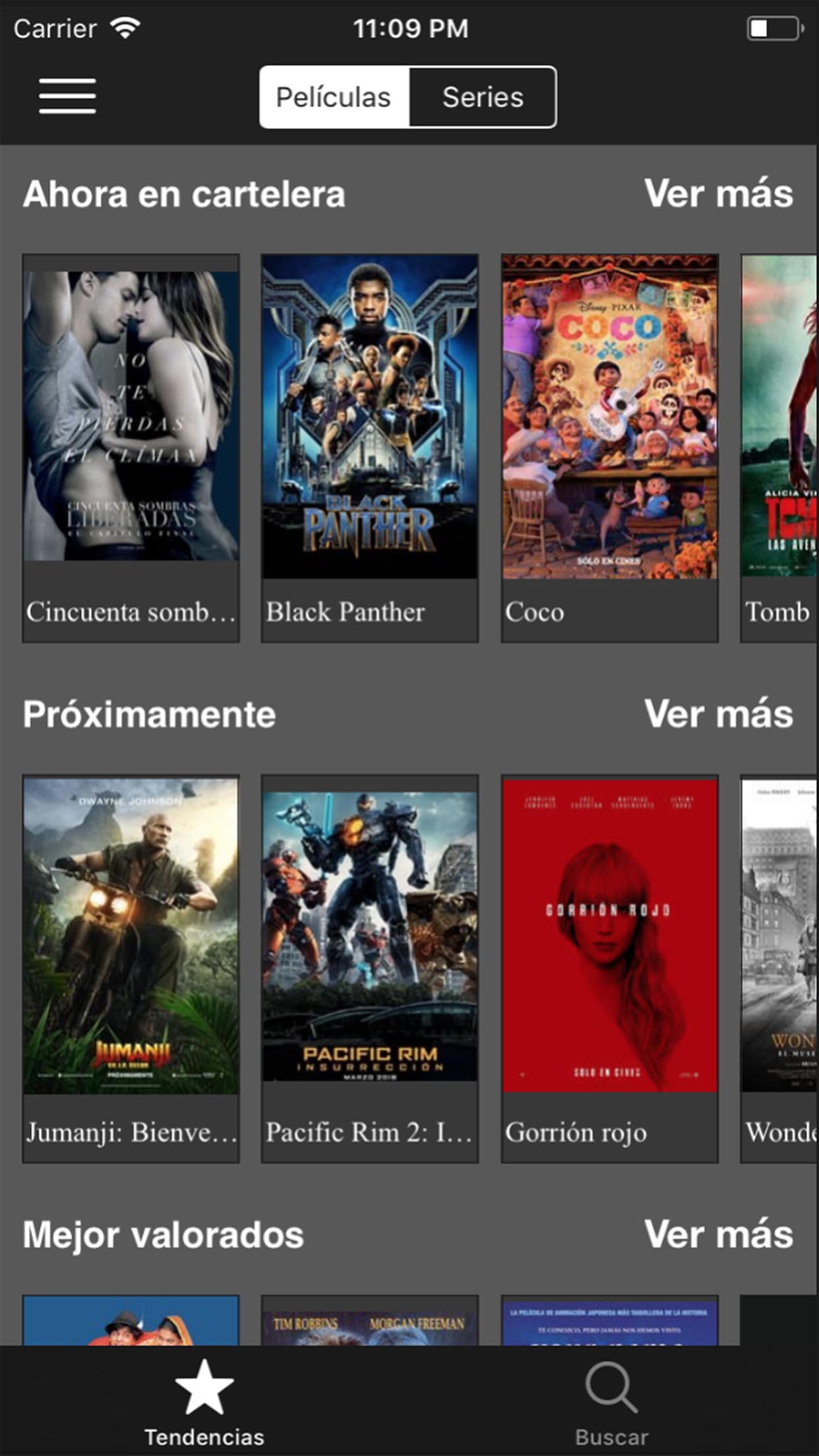 First screen of the app